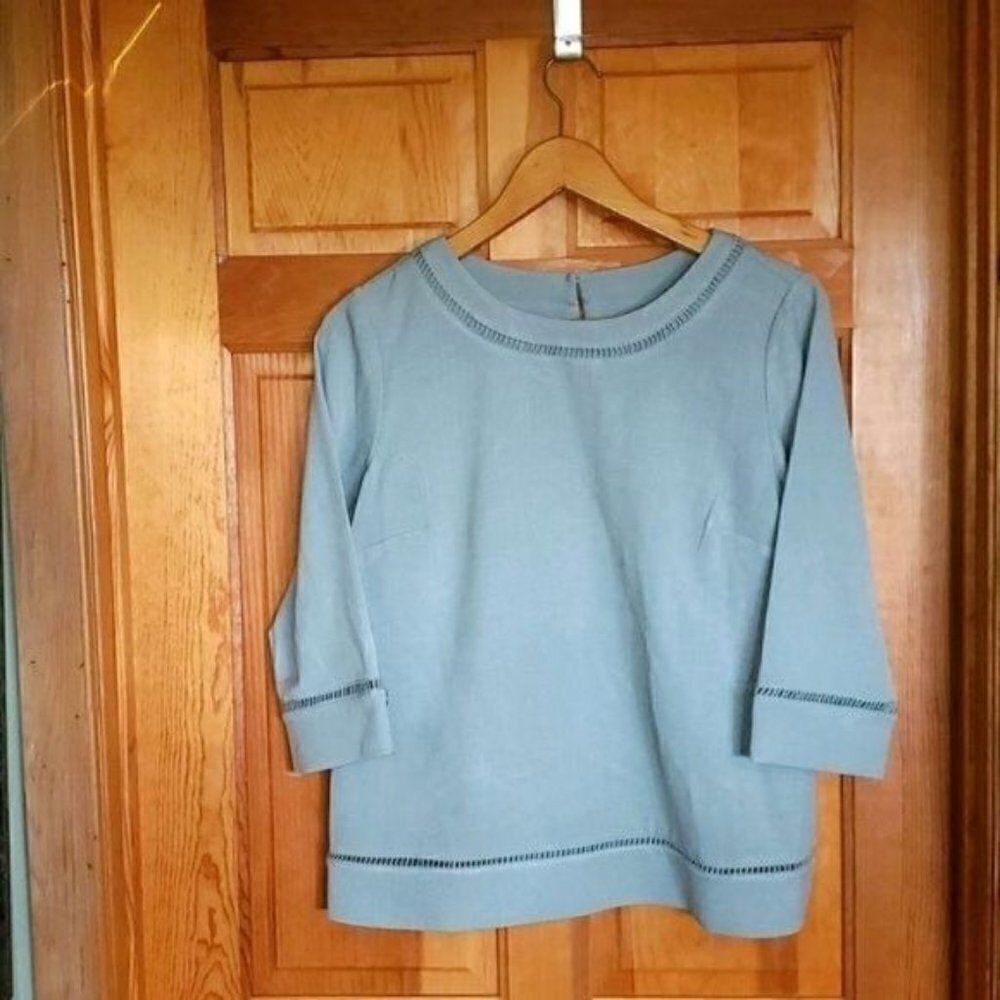 Norm Thompson Sz.‎ M Soft Green 3/4 Sleeve Pullover Tunic with Accents